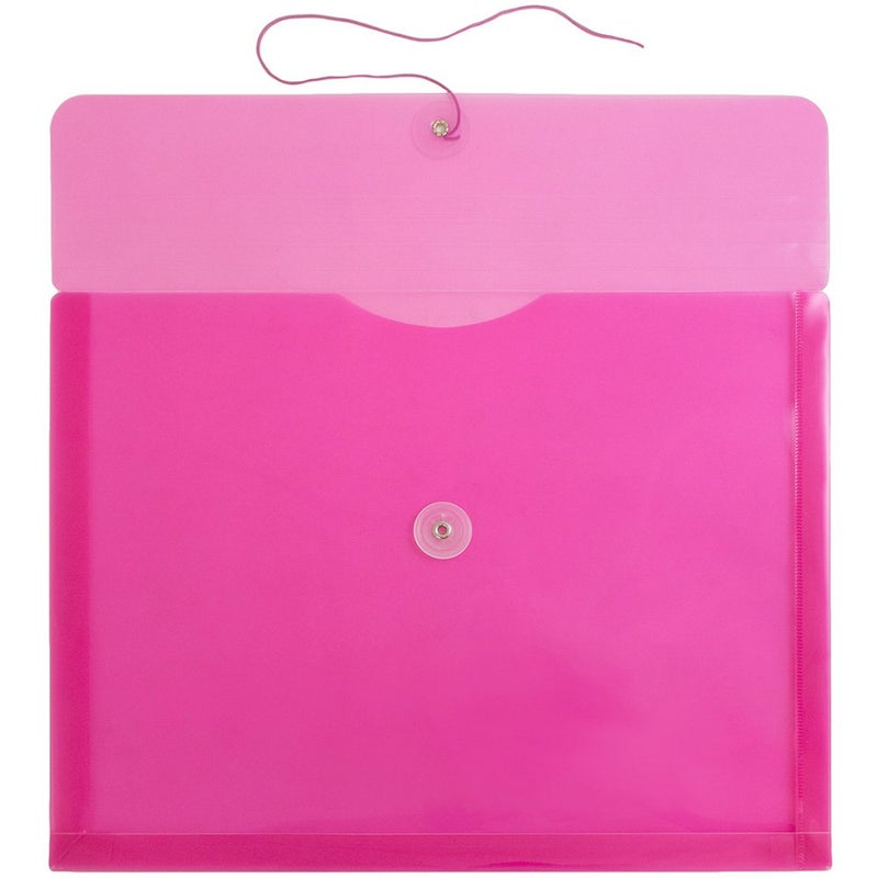 JAM PAPER Plastic Envelopes with Button & String Tie Closure - Letter Booklet - 9 3/4 x 13 - Fuchsia - 12/Pack - Image 2